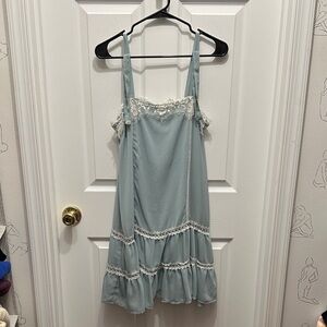 H&M Light Blue Dress with Lace Trim